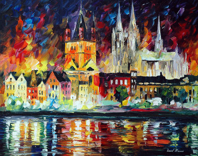 NIGHT IN COLOGNE 72x48 (180cm x 120cm )  oil painting on canvas