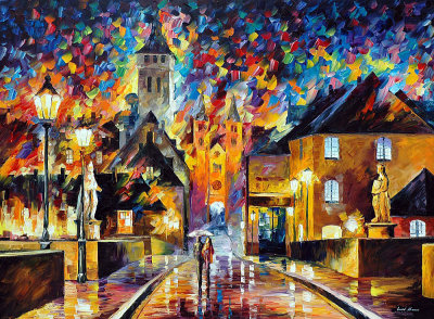 NIGHT IN THE OLD CITY 48x36 (120cm x 90cm)  oil painting on canvas