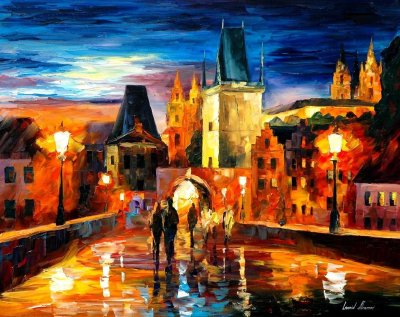 NIGHT IN PRAGUE  oil painting on canvas