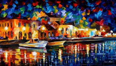 NIGHT RIVERFRONT  oil painting on canvas
