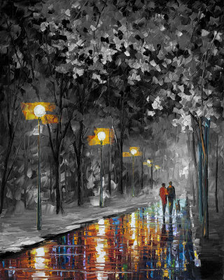 NIGHT STROLL  oil painting on canvas