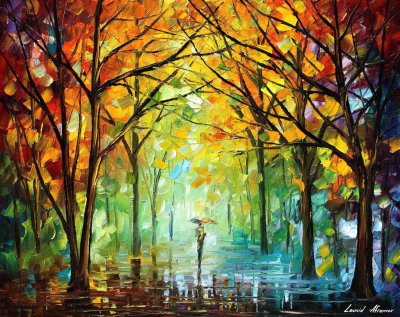 OCTOBER IN THE FOREST  PALETTE KNIFE Oil Painting On Canvas By Leonid Afremov