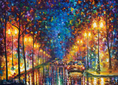 OAKLAND RAIN  Original Oil Painting On Canvas By Leonid Afremov