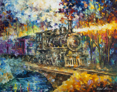 OLD VAPOR TRAIN  oil painting on canvas