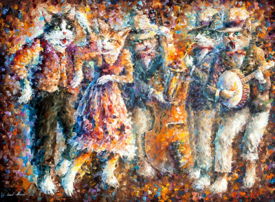 PARTY CATS  Original Oil Painting On Canvas By Leonid Afremov