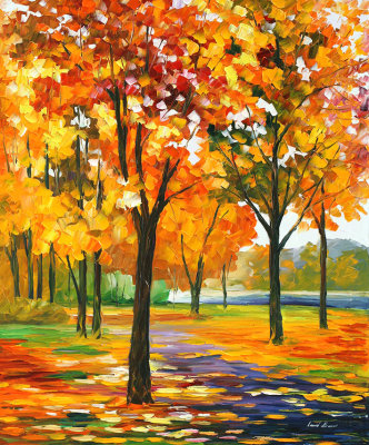 PARK BY THE RIVER  oil painting on canvas