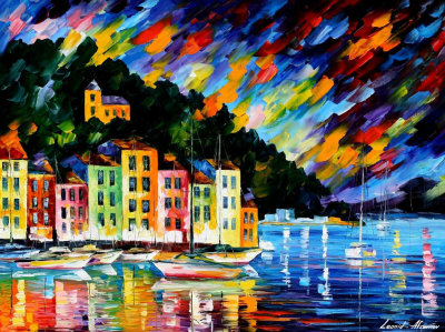 PORTOFINO HARBOUR - BEAUTIFUL ITALY  oil painting on canvas