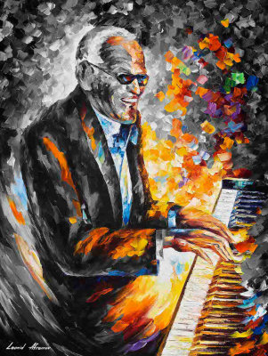 RAY CHARLES, JAZZ B&W  oil painting on canvas