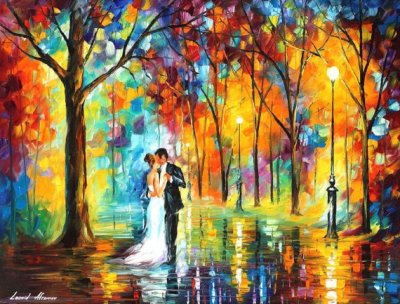 RAINY WEDDING  PALETTE KNIFE Oil Painting On Canvas By Leonid Afremov