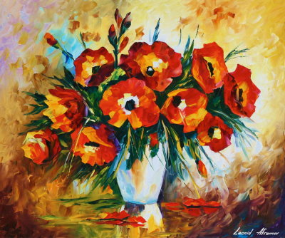RED FLOWERS  oil painting on canvas