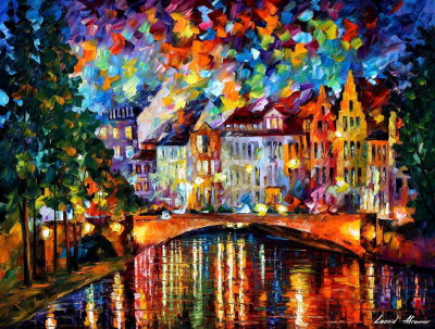 REFLECTIONS OF THE PAST  PALETTE KNIFE Oil Painting On Canvas By Leonid Afremov