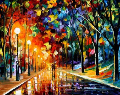 ROMANTIC EVENING 2  PALETTE KNIFE Oil Painting On Canvas By Leonid Afremov