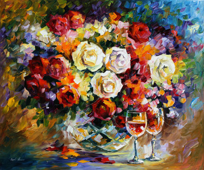 ROSES AND WINE  oil painting on canvas