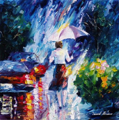 ROSE IN THE RAIN  oil painting on canvas