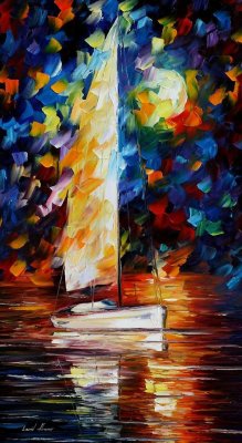 SAILING WITH THE MOON  oil painting on canvas