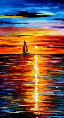 SEA REFLECTIONS  PALETTE KNIFE Oil Painting On Canvas By Leonid Afremov