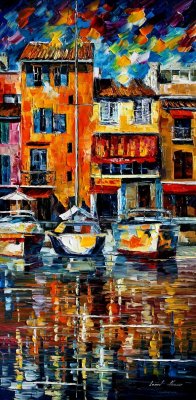 SEA TOWN  PALETTE KNIFE Oil Painting On Canvas By Leonid Afremov