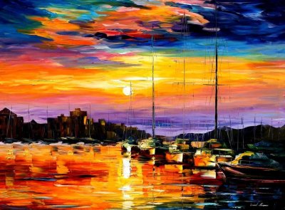 SICILY  MESSINA  PALETTE KNIFE Oil Painting On Canvas By Leonid Afremov