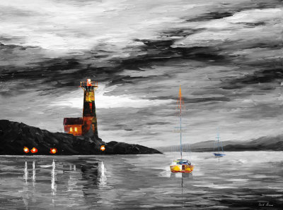 SILENCE OF THE SEA B&W  oil painting on canvas