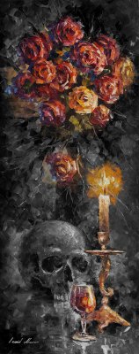 SKULL AND FLOWERS oil painting on canvas