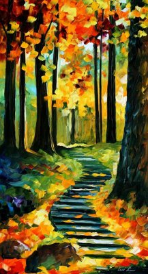 STAIRWAY IN THE OLD PARK  oil painting on canvas
