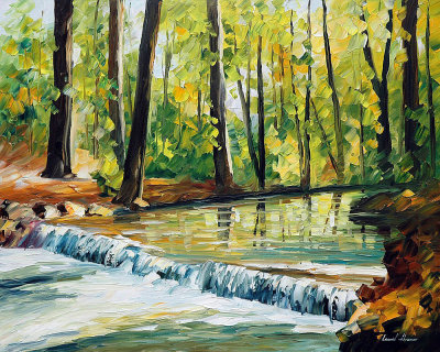 SPRING STREAM  PALETTE KNIFE Oil Painting On Canvas By Leonid Afremov