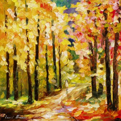 STEPS OF GOLD  PALETTE KNIFE Oil Painting On Canvas By Leonid Afremov