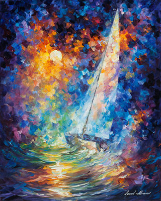 Stormy Sunset  PALETTE KNIFE Oil Painting On Canvas By Leonid Afremov
