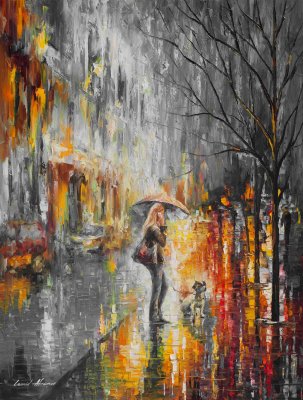 STROLL WITH A FRIEND B&W  oil painting on canvas