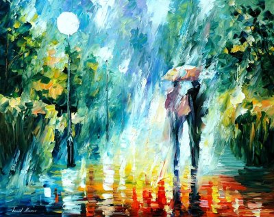 SUMMER RAIN  PALETTE KNIFE Oil Painting On Canvas By Leonid Afremov
