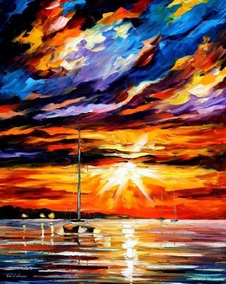 SUNSET MELODY  PALETTE KNIFE Oil Painting On Canvas By Leonid Afremov