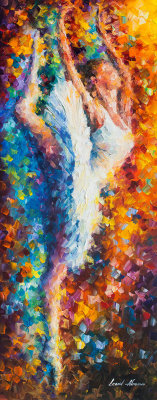 SWAN LAKE  PALETTE KNIFE Oil Painting On Canvas By Leonid Afremov