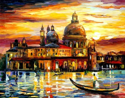 THE GOLDEN SKIES OF VENICE  oil painting on canvas