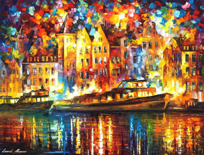 THE HARBOR OF COPENHAGEN  oil painting on canvas