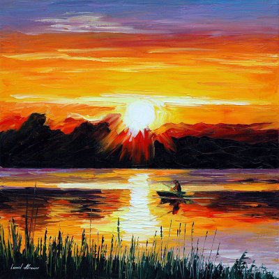 THE LAST SUN BEAM  PALETTE KNIFE Oil Painting On Canvas By Leonid Afremov