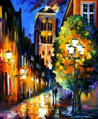 THE LIGHTS OF THE OLD TOWN  oil painting on canva