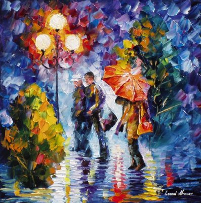 The Red Impression  PALETTE KNIFE Oil Painting On Canvas By Leonid Afremov