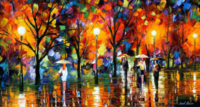 THE SONG OF RAIN  PALETTE KNIFE Oil Painting On Canvas By Leonid Afremov