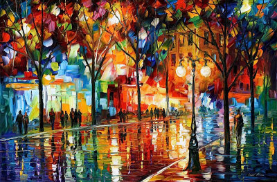 THE TEARS OF THE FALL  PALETTE KNIFE Oil Painting On Canvas By Leonid Afremov
