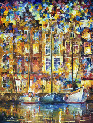 THREE SUMMER FRIENDS  PALETTE KNIFE Oil Painting On Canvas By Leonid Afremov