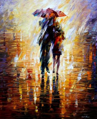 TOGETHER IN THE STORM  PALETTE KNIFE Oil Painting On Canvas By Leonid Afremov