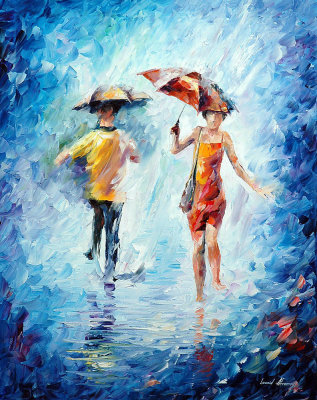 TORRENTIAL DOWNPOUR  PALETTE KNIFE Oil Painting On Canvas By Leonid Afremov