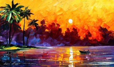 PUNTA ALLEN ,TULUM, MEXICO  PALETTE KNIFE Oil Painting On Canvas By Leonid Afremov