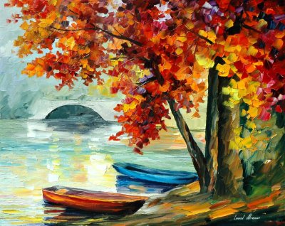 TWO BOATS  oil painting on canvas