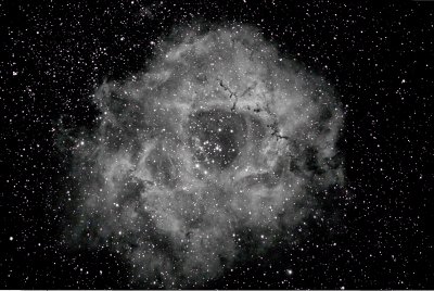 The Rosette Nebula in Monoceros 27-Feb-2021 (binned/monochrome)