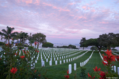 pink clouds over Fort Rosecrans National cemetery.