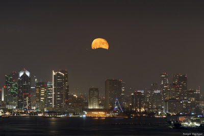 moonrise over San Diego skyline
