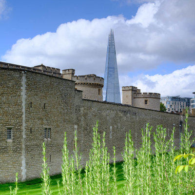 Tower of London and Shard, August 2021