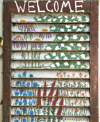 Decorative painted shutter.