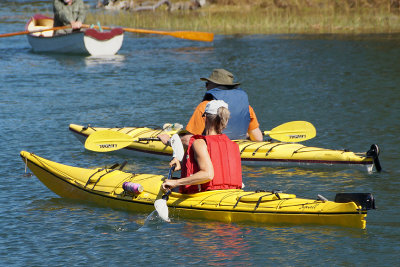 Pair yellow kayak.s
